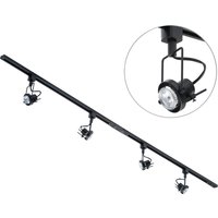 2m Track Light Kit with Greenwich Spotlight Heads and LED Bulbs - Black / 4