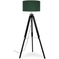 Clipper Black Tripod Floor Lamp Large Green Shade - Green
