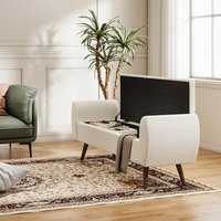 Teddy Fur Upholstered Storage Bench - Off White