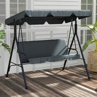 Outsunny 3 Seater Swing Chair with Adjustable Canopy - Grey