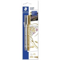 STAEDTLER 8323 Metallic Marker Pens - Gold and Silver
