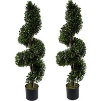 Pair of Spiral Buxus Artificial Tree UV Resistant Outdoor Topiary - Buxus Spiral UV