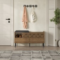 Heaton Modern Shoe Storage Bench - Dark Oak Effect