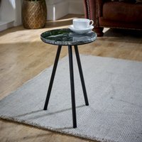 Luxor Side Table With Black Marble Top Metal Legs - White