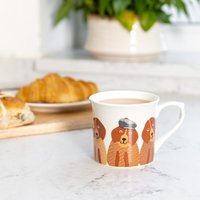 Set of 4 KitchenCraft Fluted China Dogs Mugs - Mixed