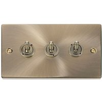 Antique Brass 3 Gang 2 Way 10AX Toggle Light Switch - SE Home - Antique Brass