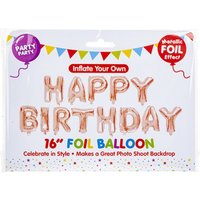 Happy Birthday Balloon Letters Metallic Foil Balloon - Rose Gold