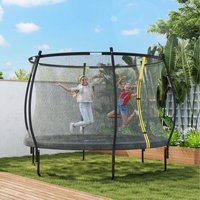 SPORTNOW Outdoor Trampoline with Enclosure Net and Spring Cover - Black-8ft / 244cm / 8ft