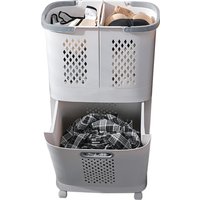 3 Compartment Laundry Basket with Ventilation Holes - White