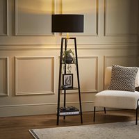 Hiru 3 Tier Shelf Floor Lamp with Metallic Shade - Black