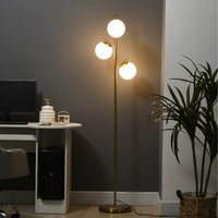 HOMCOM Modern 3 Lights Tree Floor Lamp Globe - Black