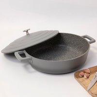 MasterClass Shallow 4 Litre Casserole Dish with Lid - Ombre Grey - Grey