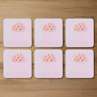 Raining Daisy Cloud Coaster Set - Pink