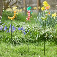 Bug Garden Stake Ornament and Plant Support - Orange,Pink,Green