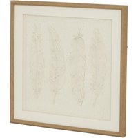 Alta White Feathers Wall Art in Beaded Frame - Modern Decor Piece - White