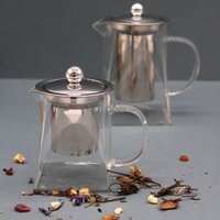 Glass Infuser Teapot Tower Shape Elegant Loose Leaf Tea Pot - White