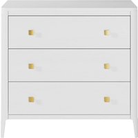 Itacare 3-Drawer Chest - White Wood-Grain with Brushed Brass Pulls - White