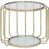 Oria Warm Metallic Side Table With Glass Top - Gold