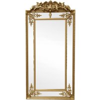 Palu Tall Black Wall Mirror with Shell Inlay - Gold