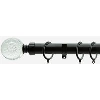Matt Black 28mm Glass Bubbles Fixed Length Metal Curtain Pole - Matt Black / 440cm