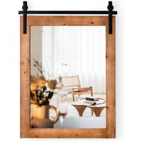 Costway Farmhouse Wall Mirror Rustic Wall Mounted Mirror - Brown