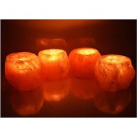 Set of 4 Himalayan Crystal Salt Candle Tea Light Holders - Pink