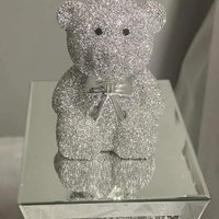 Crushed Crystal Teddy Bear Sparkle Ornament Bling ( LARGE ) - SILVER
