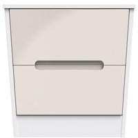 Monaco Ready Assembled 2 Drawer Bedside Cabinet - Kashmir Gloss & White Matt