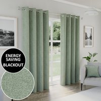 Austin Blackout Eyelet Curtains - Green / 183cm / 168cm