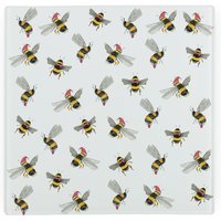 Christmas Bees Glass Hot Pot Stand - Heat Resistant Non-Slip Trivet - Multi