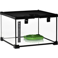 PawHut Reptile Glass Terrarium Reptile Breeding Tank - Black / 20cm
