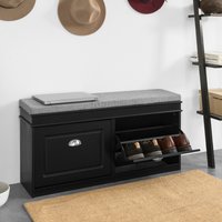 Shoe Bench Rack with Flip-drawer - Black