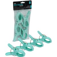 JVL Large Clamp Clip Beach Towel Aqua Pegs - Aqua
