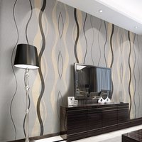 Striped Filament 3D Non-woven Wallpaper Roll - Black Grey