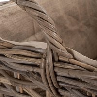 Wheeled Rattan Cordura Lined Log Basket - Brown