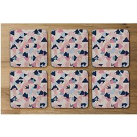 Pastel Coloured Triangles Coaster - Pink