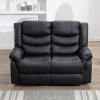 Seattle High Back Electric Bonded Leather Recliner 2 Seater Sofa - Black