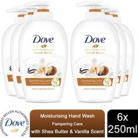 Dove Moisturising Hand Wash, Pampering Care with Shea Butter and Vanilla, 250ml - Buy 6 / 1550g