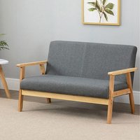 Yohood, 2-Seater Square Arm Fabric Loveseat - Grey Yohood, 2-Seater Square Arm Fabric Loveseat - Grey