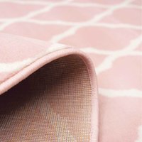 Classic Trellis Living Room Rug - Blush Pink / 240 x 60cm