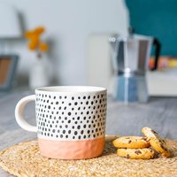 Stoneware Dipped Dots Coffee Mug - 385ml - Pink / 0.32kg
