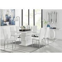Furniturebox UK, Apollo Rectangle White High Gloss Chrome Dining Table And 6 Milan Chairs - White Furniturebox UK, Apollo Rectangle White High Gloss Chrome Dining Table And 6 Milan Chairs - White