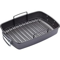 MasterClass Roasting Pan with Rack, Meat Thermometer and Carving Board - Grey