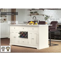 Baumhaus, Cream Kitchen Island With White Marble Worktop - White Baumhaus, Cream Kitchen Island With White Marble Worktop - White