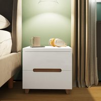 FWStyle 2 Drawer White Gloss Bedside Fast Click Assembly Deep Design - Gloss White