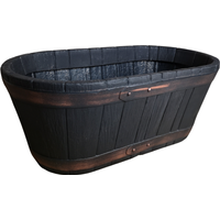 Oakwood Wooden Effect Garden Barrel Trough Planter - Black