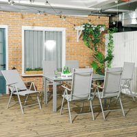 Outsunny 7 Piece Garden Dining Set, Table and 6 Folding Chair - Grey
