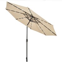 Solar-Powered LED Lighted Patio Umbrella - Beige