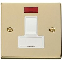 Polished Brass 13A Fused Connection Unit Switched With Neon - White