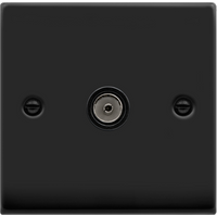 Matt Black 1 Gang Single Coaxial TV Socket - Matt Black